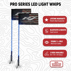R1 Industries Pro Series RGBW LED whip lights for UTVs, sold as a pair
