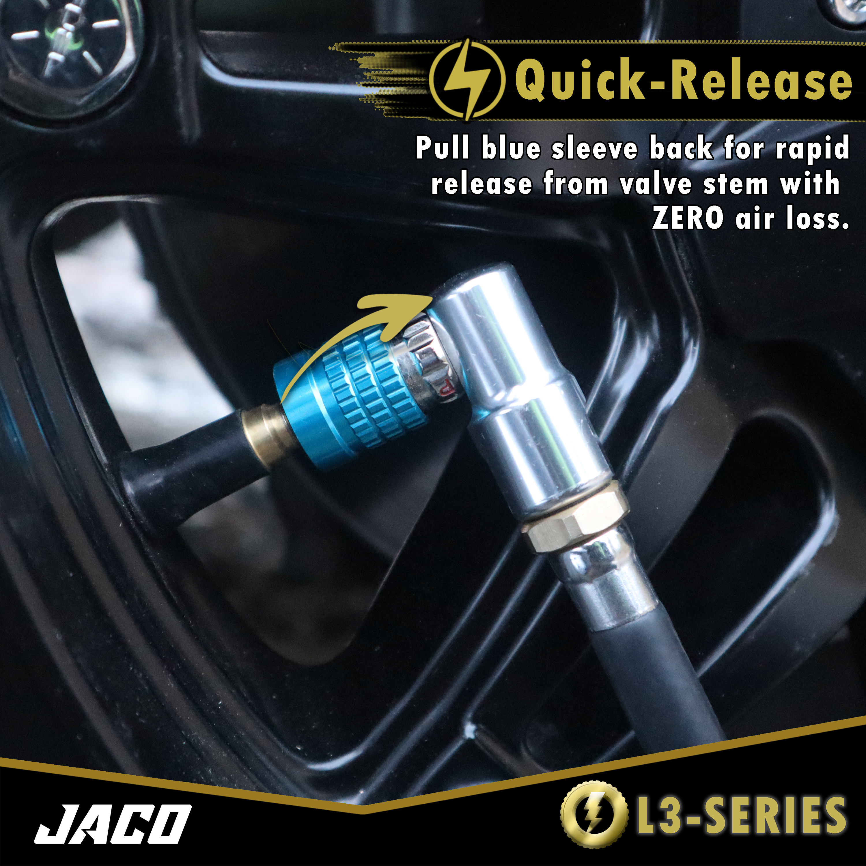 Photo of Lightning™ L3-Series Bike Tire Air Chuck - 1/4" F-NPT (Presta + Schrader Valves) | Open Flow (2 Pack) by JACO - Premium Tire Accessories for UTVs / Side by Sides