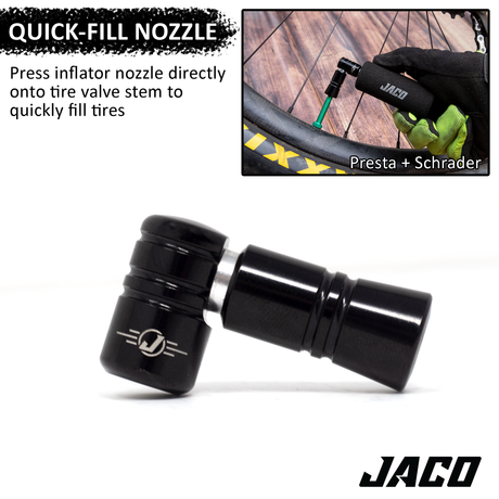 Photo of Lightning™ CO2 Inflator for Bike Tires (Presta + Schrader) (CO2 Cartridge Not Included) by JACO - Premium CO2 Inflator for UTVs / Side by Sides
