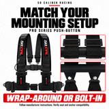 4-Point UTV Harness with Push-Button Release | 50 Caliber Racing — wrap-around and bolt-in mounting options