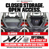 DRT RZR trunk open and closed; choose enclosure only or enclosure with gas struts