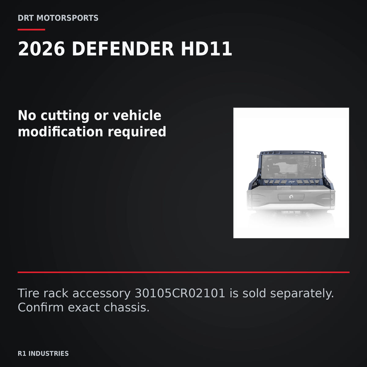 DRT Can-Am Defender HD11 Bolt-On Chase Rack (2026) — 2026 DEFENDER HD11. No cutting or vehicle modification required