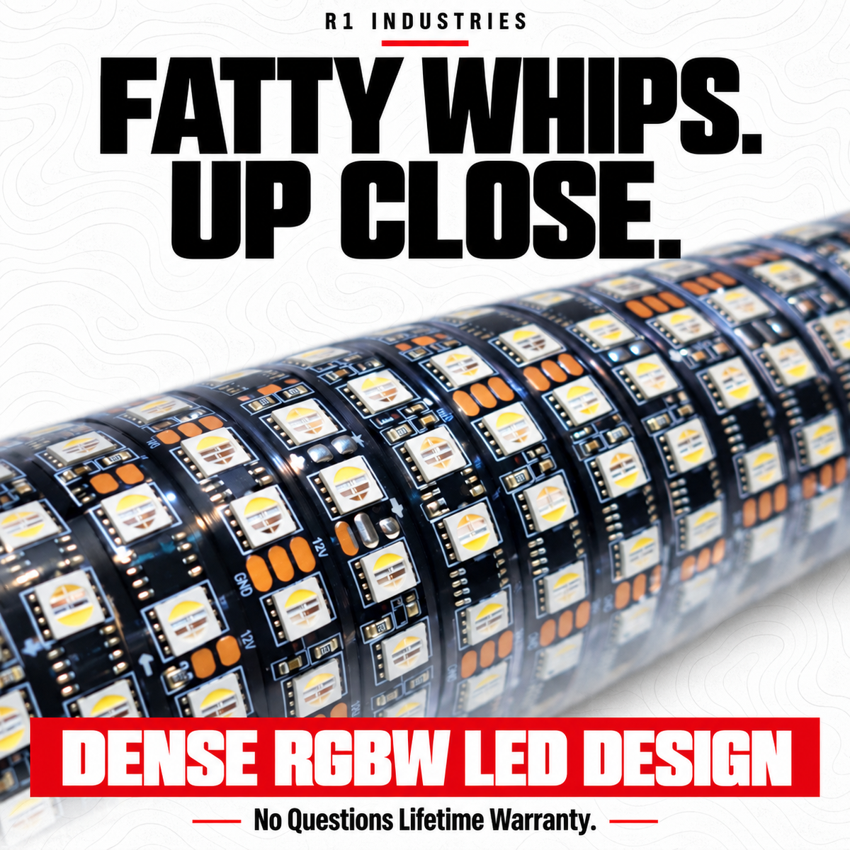 R1 Industries Fatty RGBW LED Whip Lights (Pair) — detail and product selection details