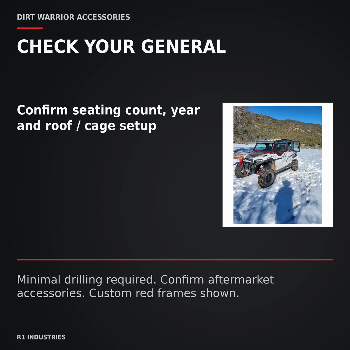 Dirt Warrior Vault Glass Upper Doors — Polaris General 4 — CHECK YOUR GENERAL. Confirm seating count, year and roof / cage setup