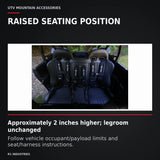 UTVMA Kawasaki KRX 4 Rear Bench Seat with Harnesses (2023+) — RAISED SEATING POSITION. Approximately 2 inches higher; legroom unchanged