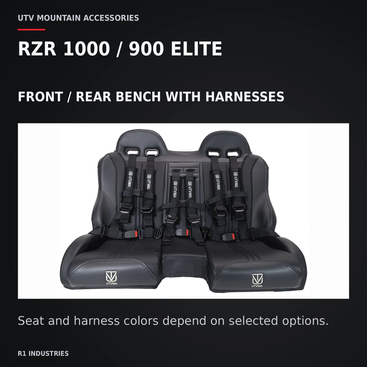 UTVMA RZR 1000 / 900 Elite Bench Seat with Harnesses — RZR 1000 / 900 ELITE. FRONT / REAR BENCH WITH HARNESSES