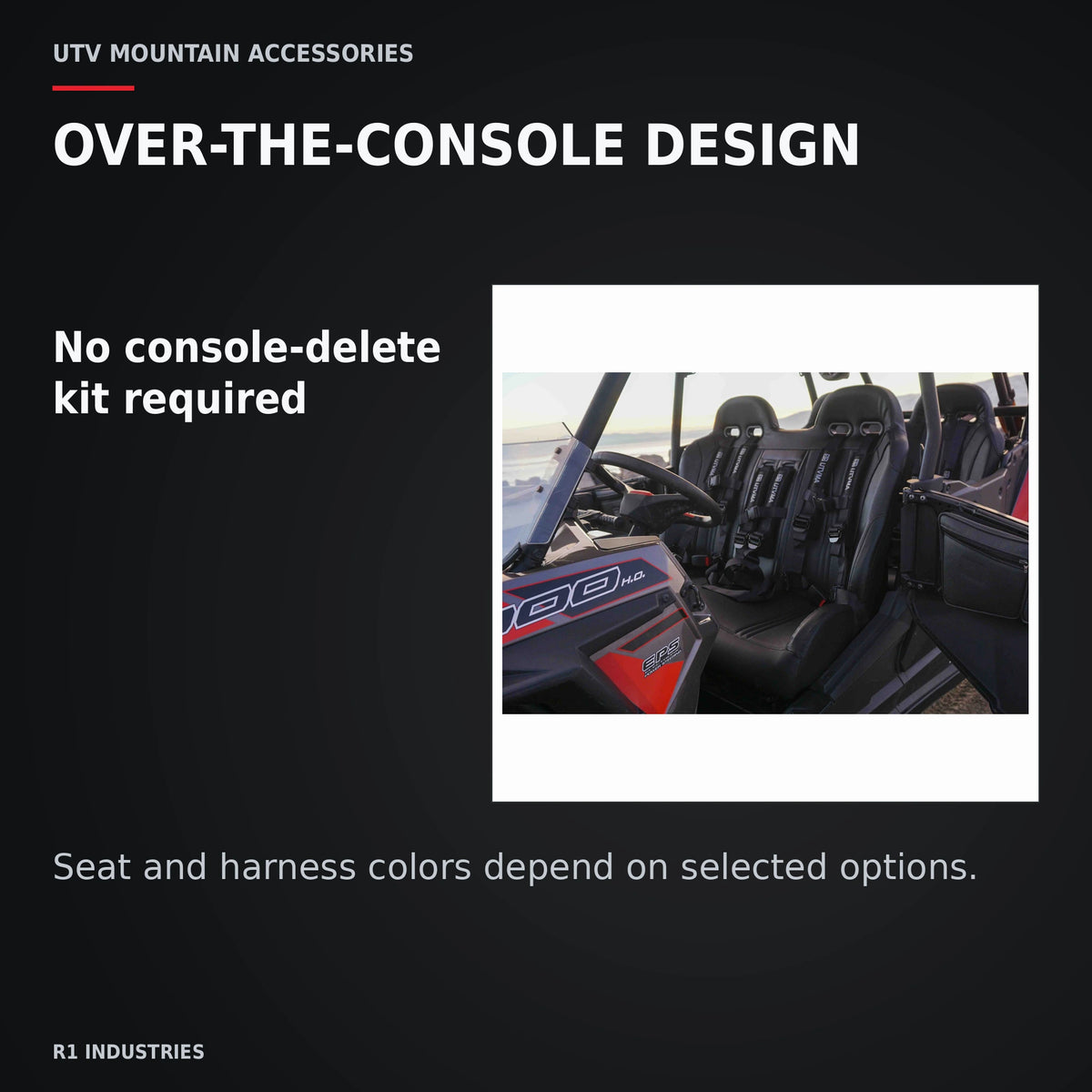 UTVMA RZR 1000 / 900 Elite Bench Seat with Harnesses — OVER-THE-CONSOLE DESIGN. No console-delete kit required