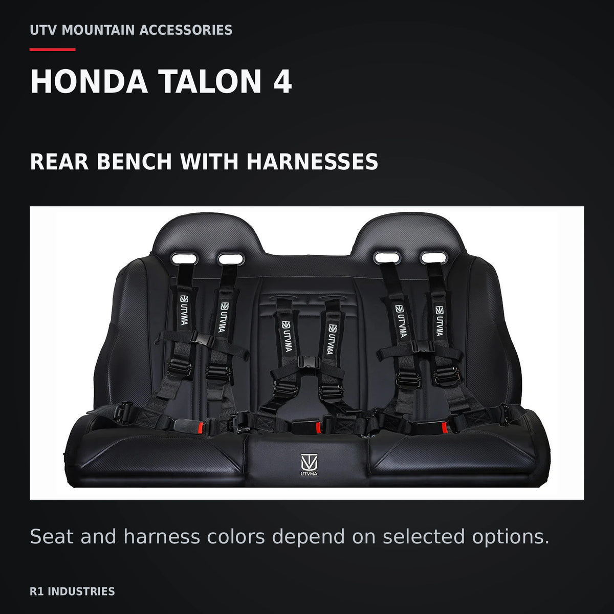 UTVMA Honda Talon 4 Rear Bench Seat with Harnesses — HONDA TALON 4. REAR BENCH WITH HARNESSES