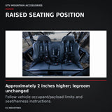 UTVMA Honda Talon 4 Rear Bench Seat with Harnesses — RAISED SEATING POSITION. Approximately 2 inches higher; legroom unchanged