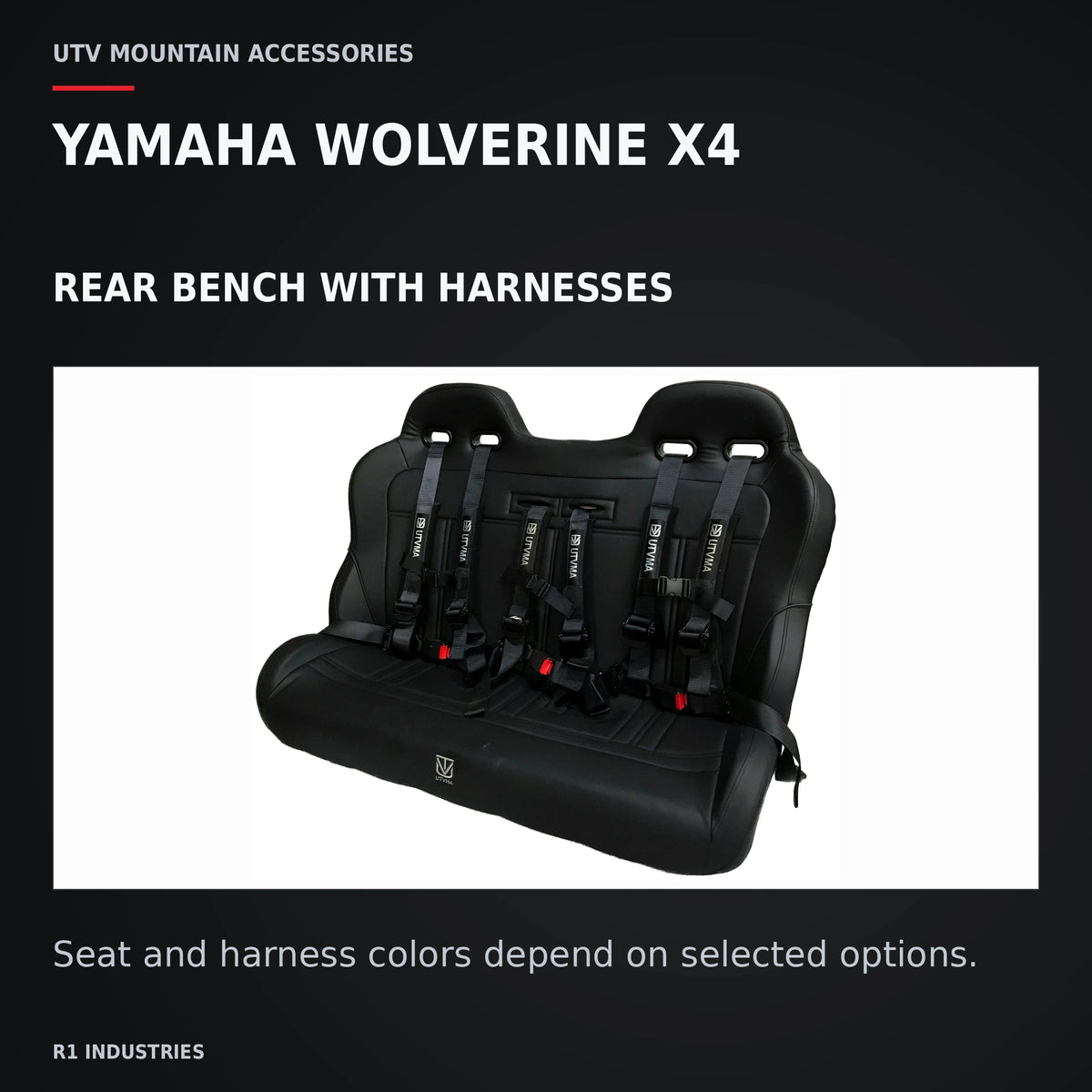 UTVMA Yamaha Wolverine X4 Rear Bench with Harnesses (2018+) — YAMAHA WOLVERINE X4. REAR BENCH WITH HARNESSES
