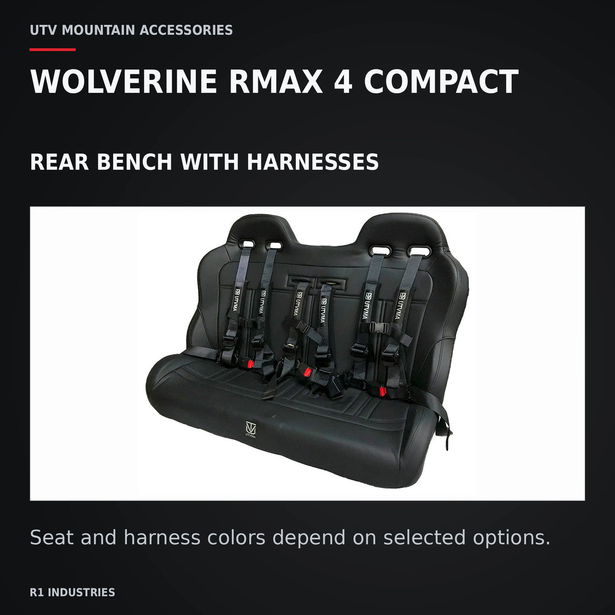 UTVMA Wolverine RMAX 4 Compact Rear Bench with Harnesses (2025+) — WOLVERINE RMAX 4 COMPACT. REAR BENCH WITH HARNESSES