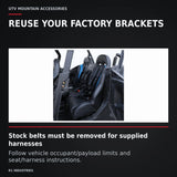 UTVMA Commander MAX Rear Bench with Harnesses (2021+) — REUSE YOUR FACTORY BRACKETS. Stock belts must be removed for supplied harnesses