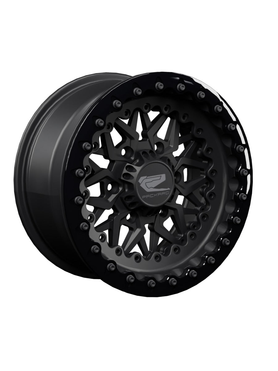 15″ Billet Aluminum Beadlock Wheel for Can-Am Maverick R (Packard Impact Midnight) — manufacturer product photo