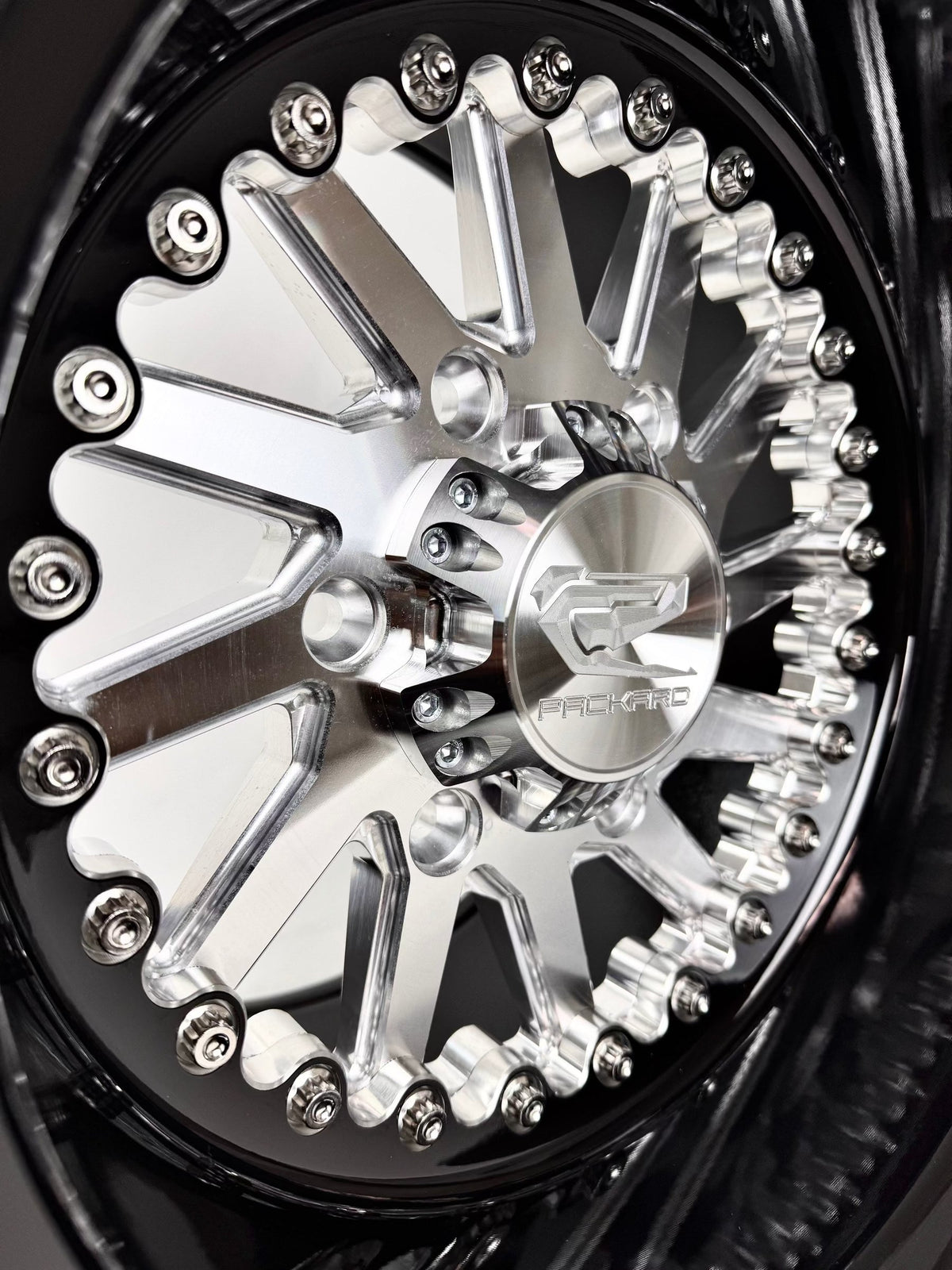 15″ Billet Aluminum Wheel for Can-Am Maverick R (Packard Cyclone Silver) — manufacturer product image