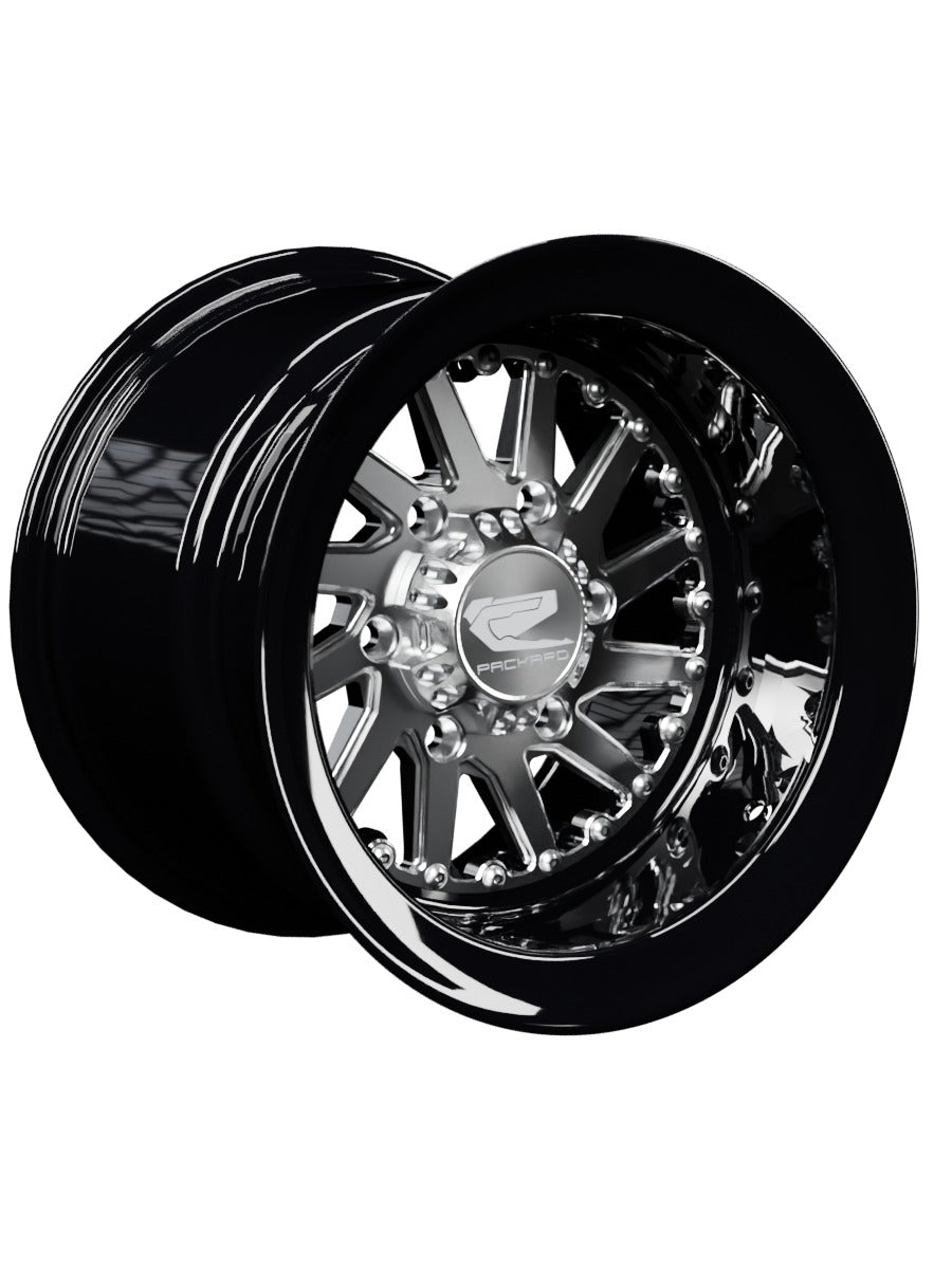 15″ Billet Aluminum Wheel for Can-Am Maverick R (Packard Cyclone Silver) — manufacturer product image