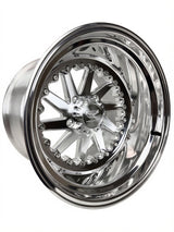 15″ Billet Aluminum Wheel for RZR Pro R (Packard Cyclone Polished Silver) — manufacturer product image