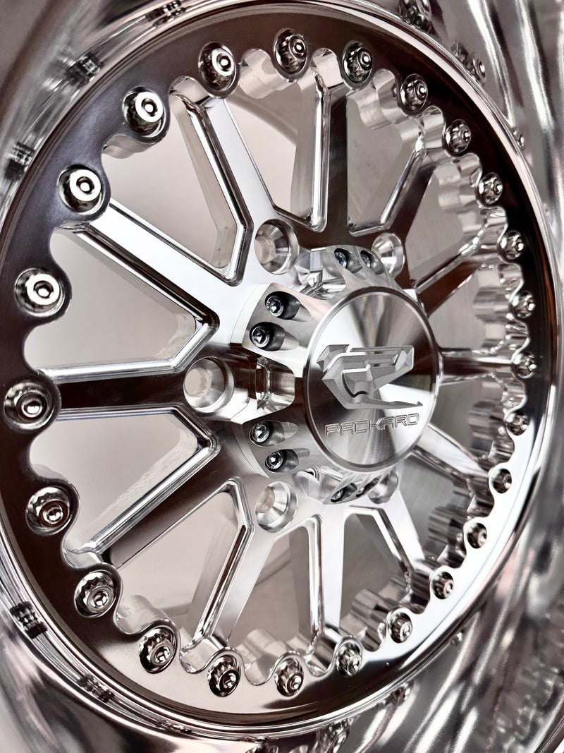 15″ Billet Aluminum Wheel for Can-Am Maverick R (Packard Element Polished Silver) — manufacturer product image