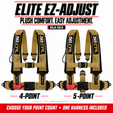 Elite EZ-Adjust Baja Gold harness: 4-point and 5-point options; one selected harness included