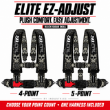 Elite EZ-Adjust Black Sugar Skull harness: 4-point and 5-point options; one selected harness included