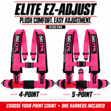 Elite EZ-Adjust Nitro Pink harness: 4-point and 5-point options; one selected harness included