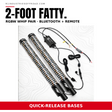 R1 Industries 2-foot Fatty RGBW LED whip pair with quick-release bases, Bluetooth and remote control
