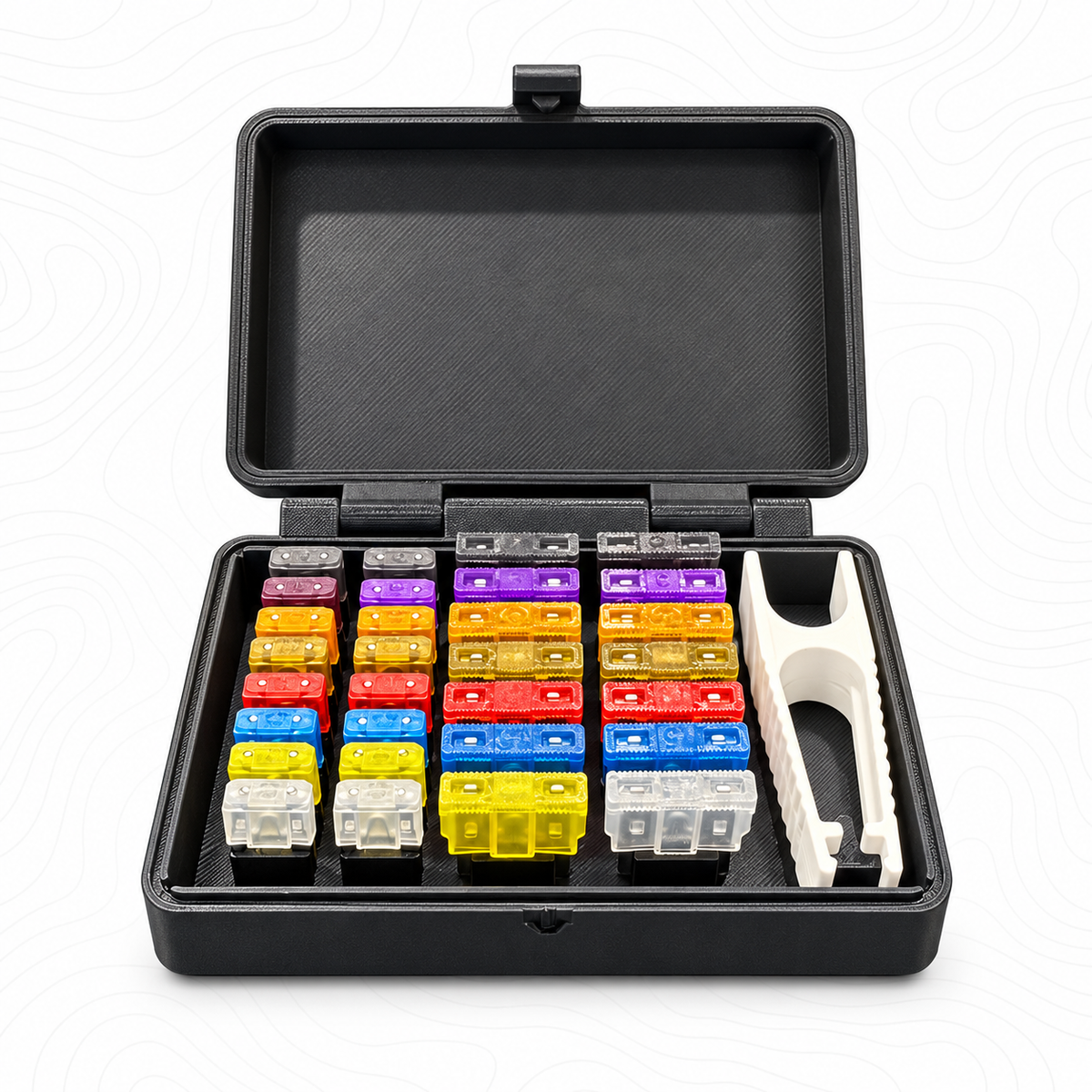 Open R1 fuse kit with two fuse sizes and storage case