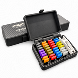 R1 fuse kit with larger blade fuses and labeled storage cases