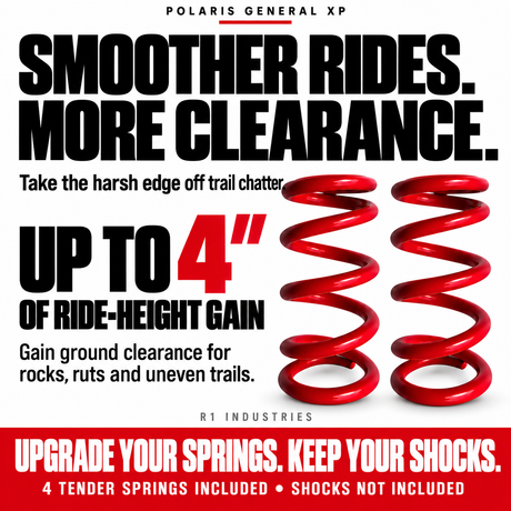 General XP tender springs: smoother ride, more ground clearance and up to 4 inches of ride-height gain