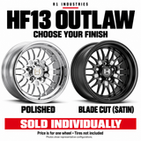 Hostile HF13 wheel design and finish guide — wheels sold individually; tires not included