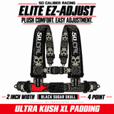 Elite EZ-Adjust 4/5-Point UTV Harness — 2" width / Black Sugar Skull / 4 Point