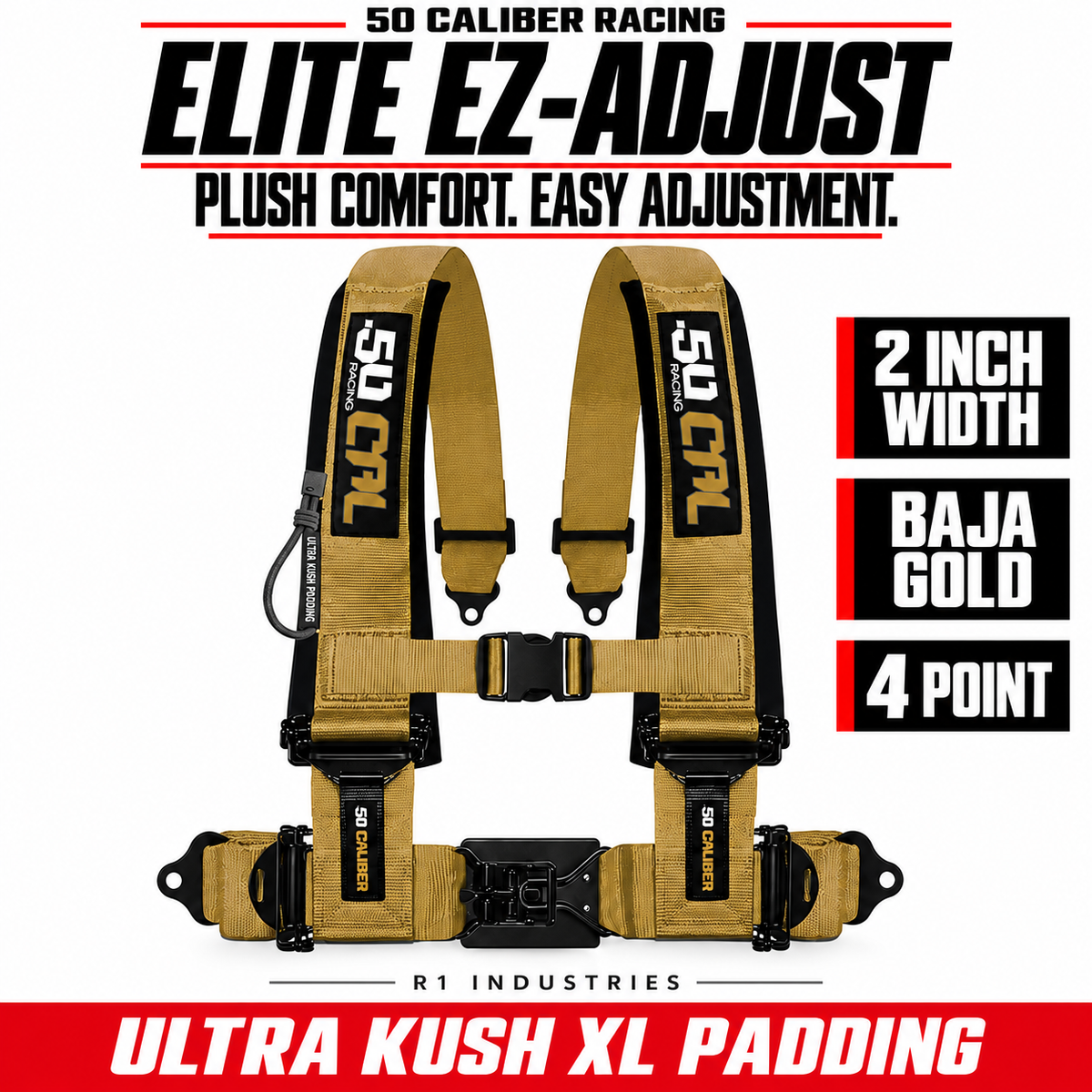 Elite EZ-Adjust 4/5-Point UTV Harness — 2" width / Baja Gold / 4 Point