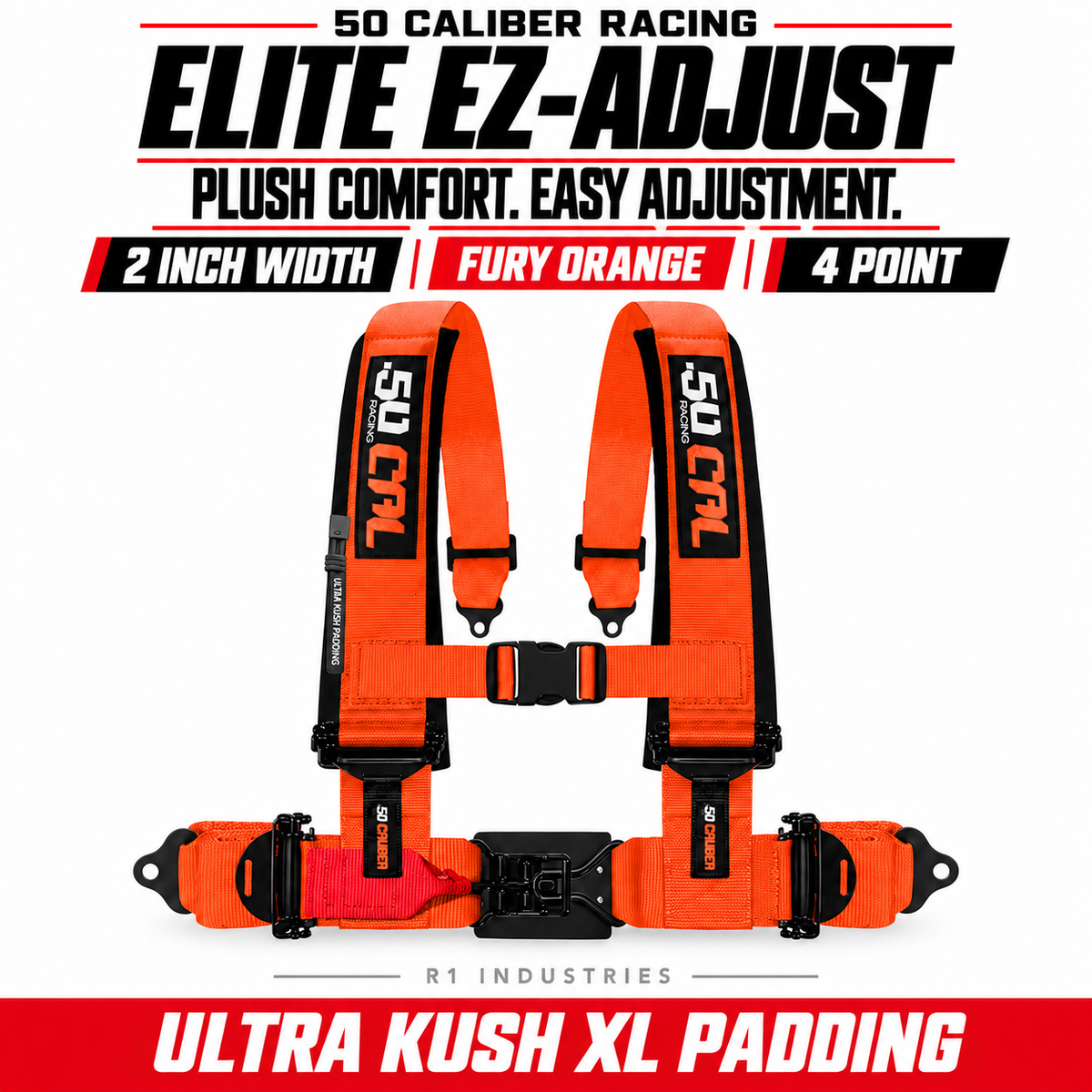 Elite EZ-Adjust 4/5-Point UTV Harness — 2" width / Fury Orange / 4 Point