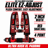 Elite EZ-Adjust 4/5-Point UTV Harness — 2" width / Red Sugar Skull / 4 Point