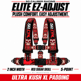 Elite EZ-Adjust 4/5-Point UTV Harness — 2" width / Red Sugar Skull / 5 Point