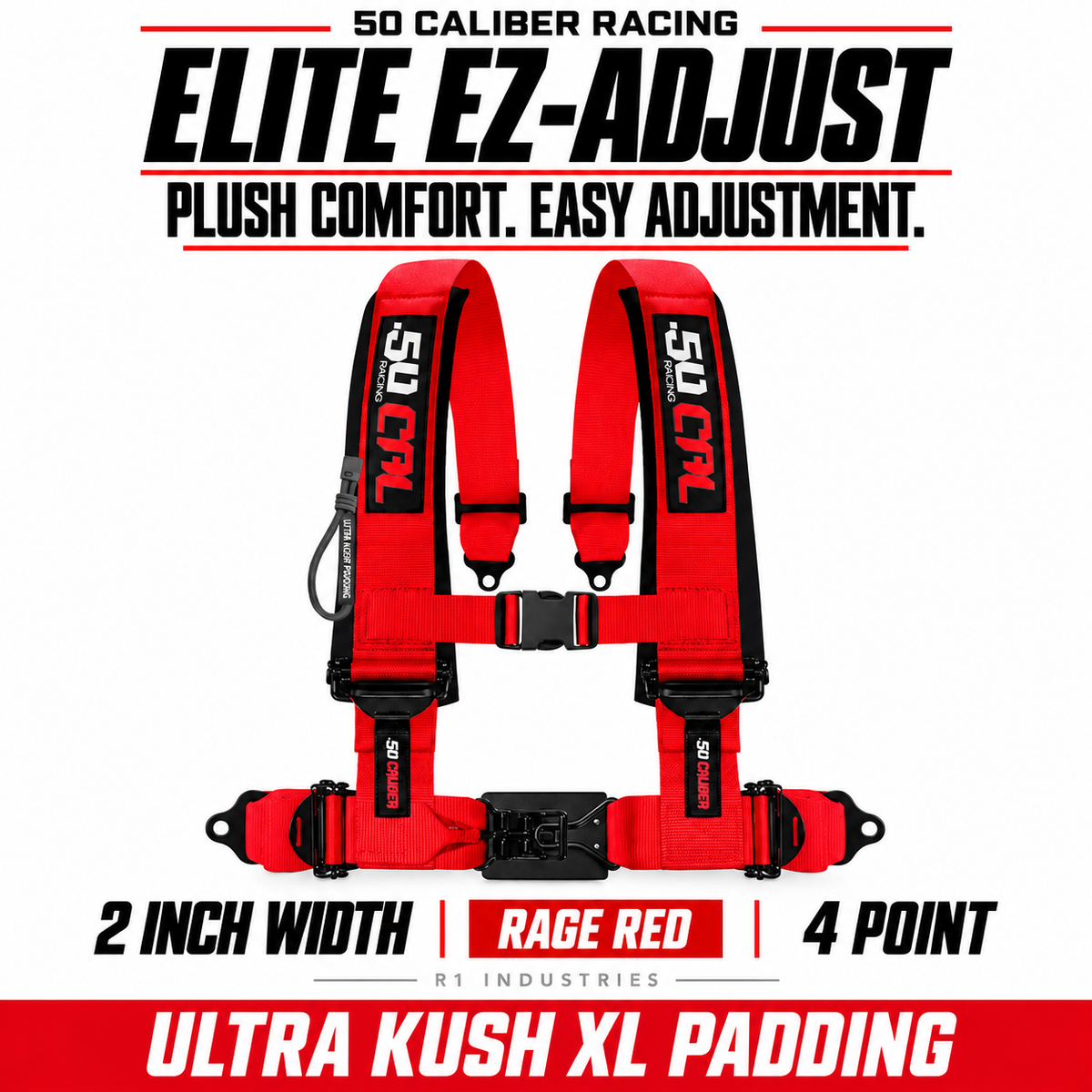 Elite EZ-Adjust 4/5-Point UTV Harness — 2" width / Rage Red / 4 Point