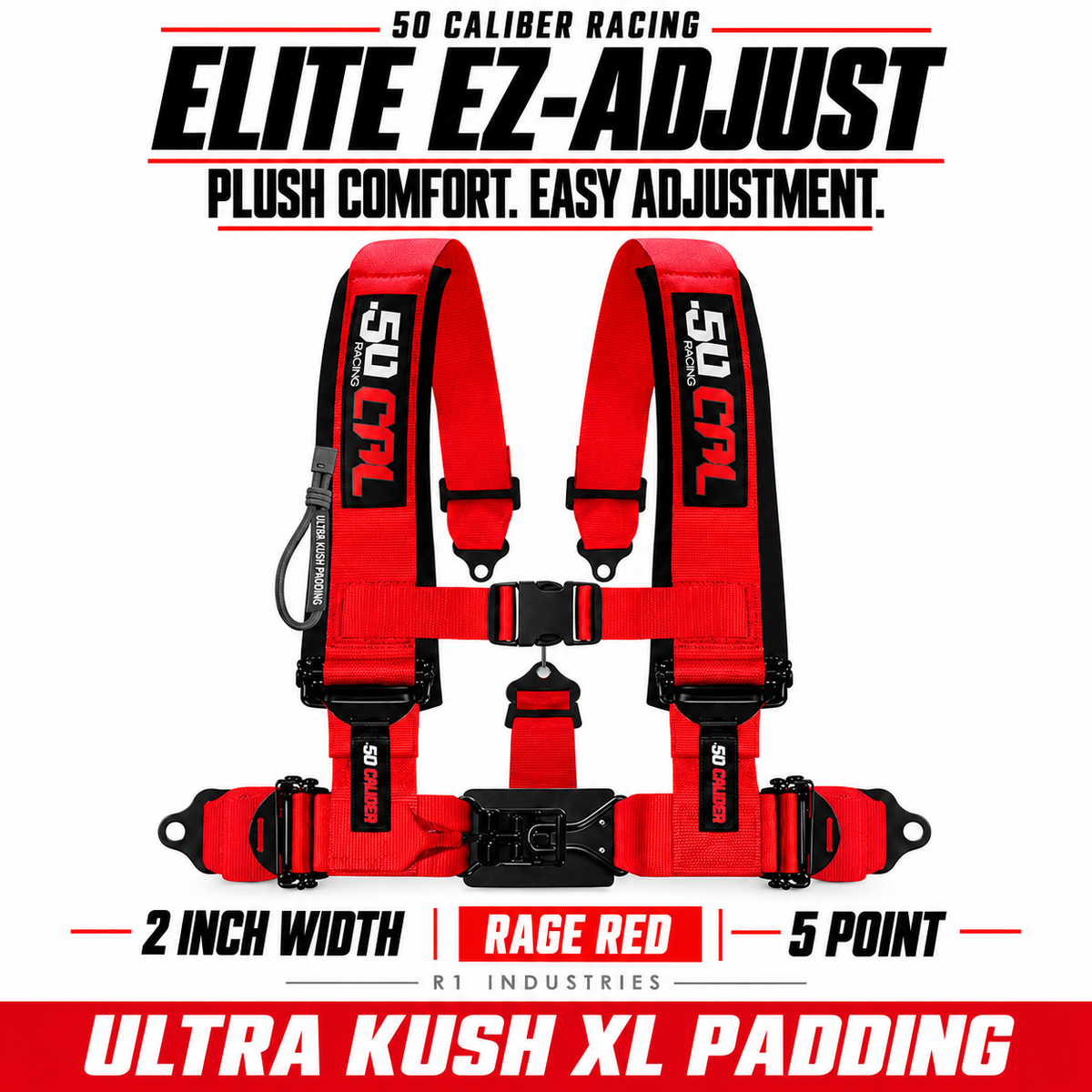 Elite EZ-Adjust 4/5-Point UTV Harness — 2" width / Rage Red / 5 Point