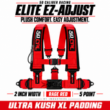 Elite EZ-Adjust 4/5-Point UTV Harness — 2" width / Rage Red / 5 Point