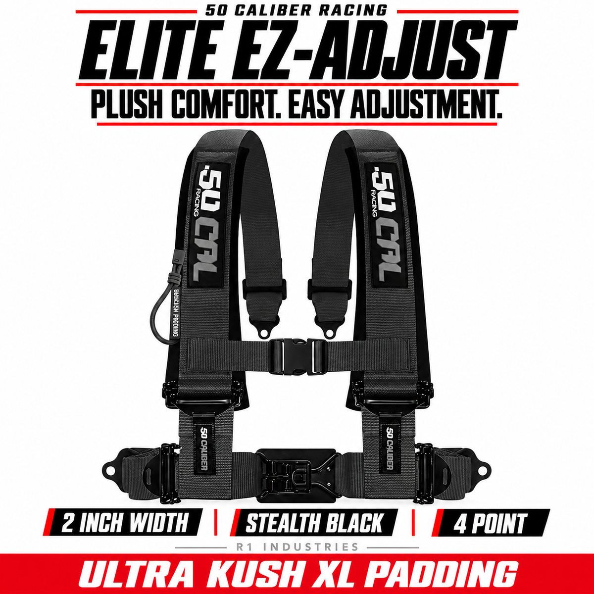 Elite EZ-Adjust 4/5-Point UTV Harness — 2" width / Stealth Black / 4 Point
