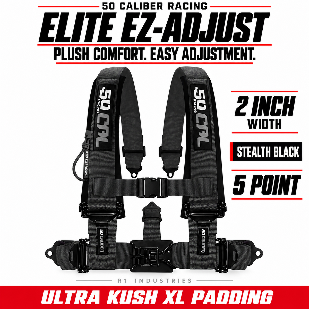 Elite EZ-Adjust 4/5-Point UTV Harness — 2" width / Stealth Black / 5 Point