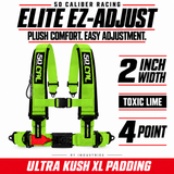 Elite EZ-Adjust 4/5-Point UTV Harness — 2" width / Toxic Lime / 4 Point