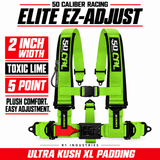 Elite EZ-Adjust 4/5-Point UTV Harness — 2" width / Toxic Lime / 5 Point