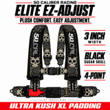 Elite EZ-Adjust 4/5-Point UTV Harness — 3" width / Black Sugar Skull / 4 Point
