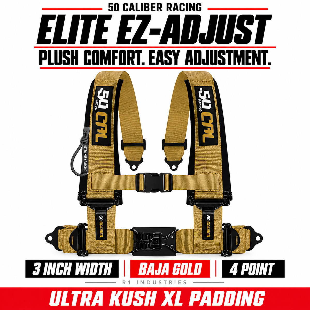 Elite EZ-Adjust 4/5-Point UTV Harness — 3" width / Baja Gold / 4 Point