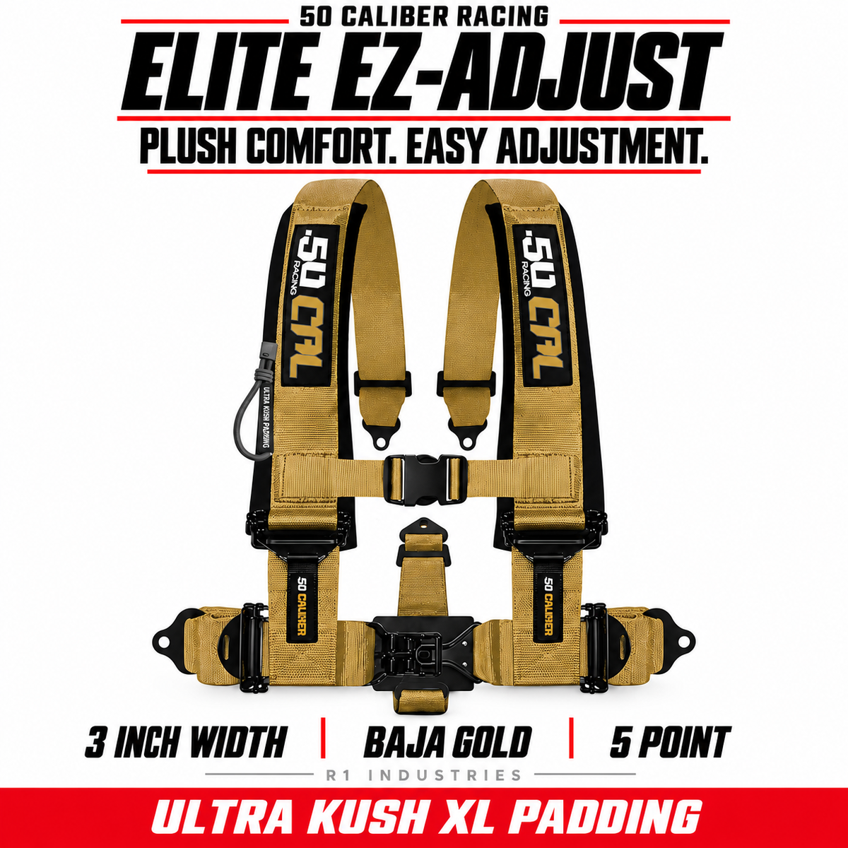 Elite EZ-Adjust 4/5-Point UTV Harness — 3" width / Baja Gold / 5 Point