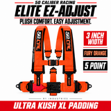 Elite EZ-Adjust 4/5-Point UTV Harness — 3" width / Fury Orange / 5 Point