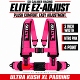 Elite EZ-Adjust 4/5-Point UTV Harness — 3" width / Nitro Pink / 4 Point