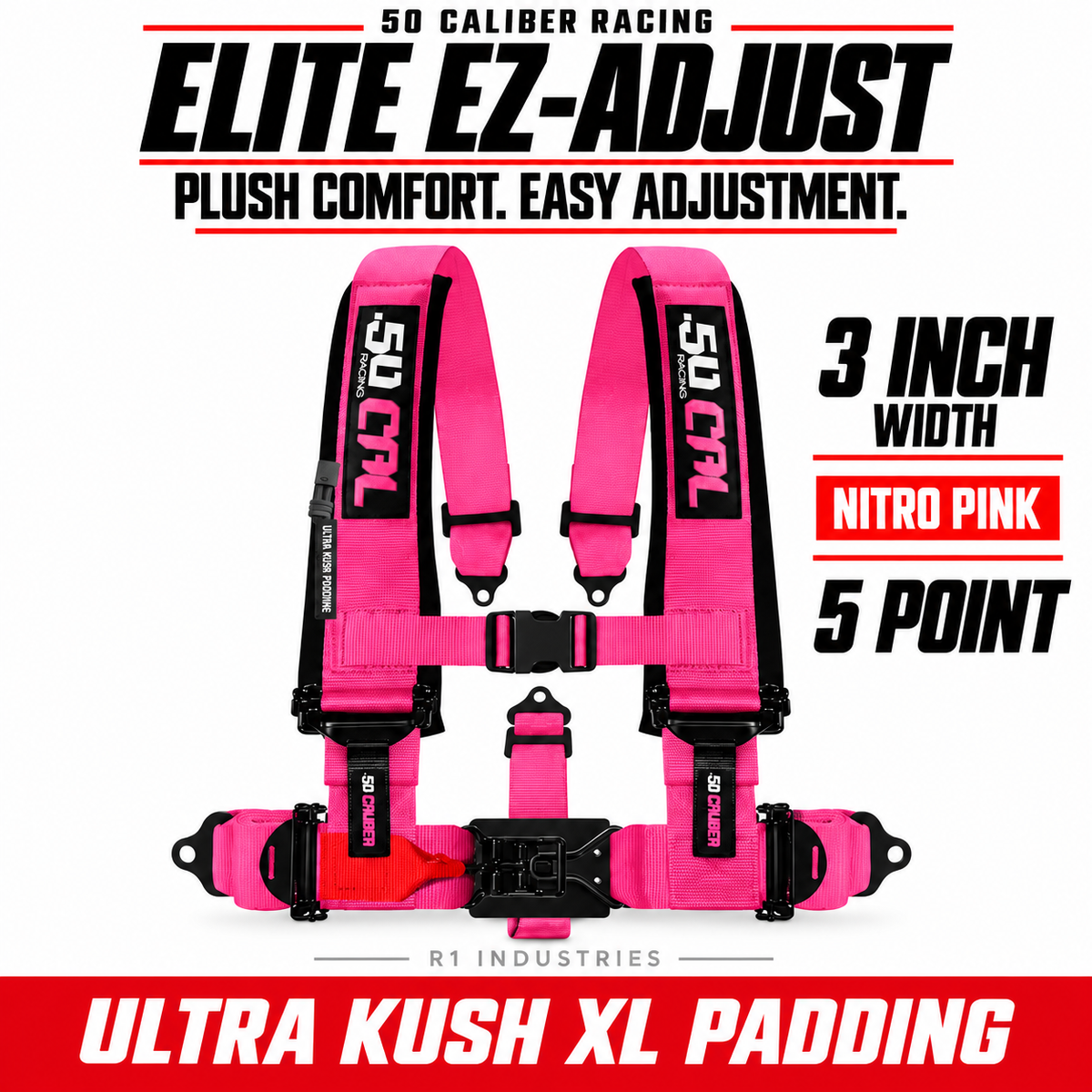 Elite EZ-Adjust 4/5-Point UTV Harness — 3" width / Nitro Pink / 5 Point