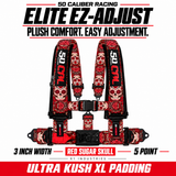 Elite EZ-Adjust 4/5-Point UTV Harness — 3" width / Red Sugar Skull / 5 Point