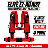 Elite EZ-Adjust 4/5-Point UTV Harness — 3" width / Rage Red / 4 Point