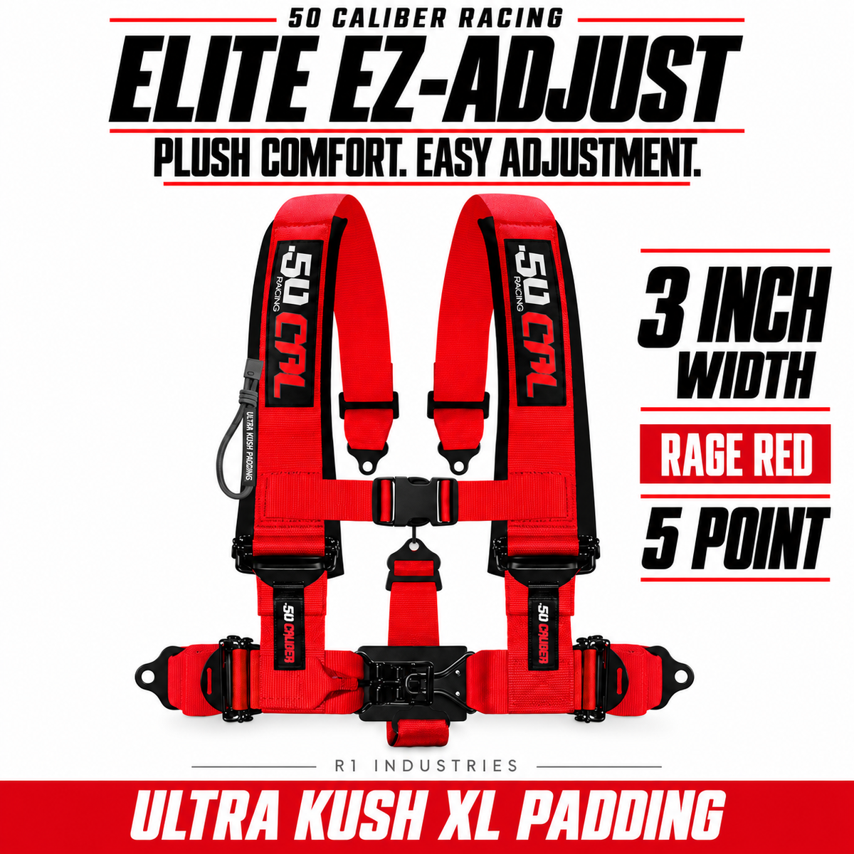 Elite EZ-Adjust 4/5-Point UTV Harness — 3" width / Rage Red / 5 Point
